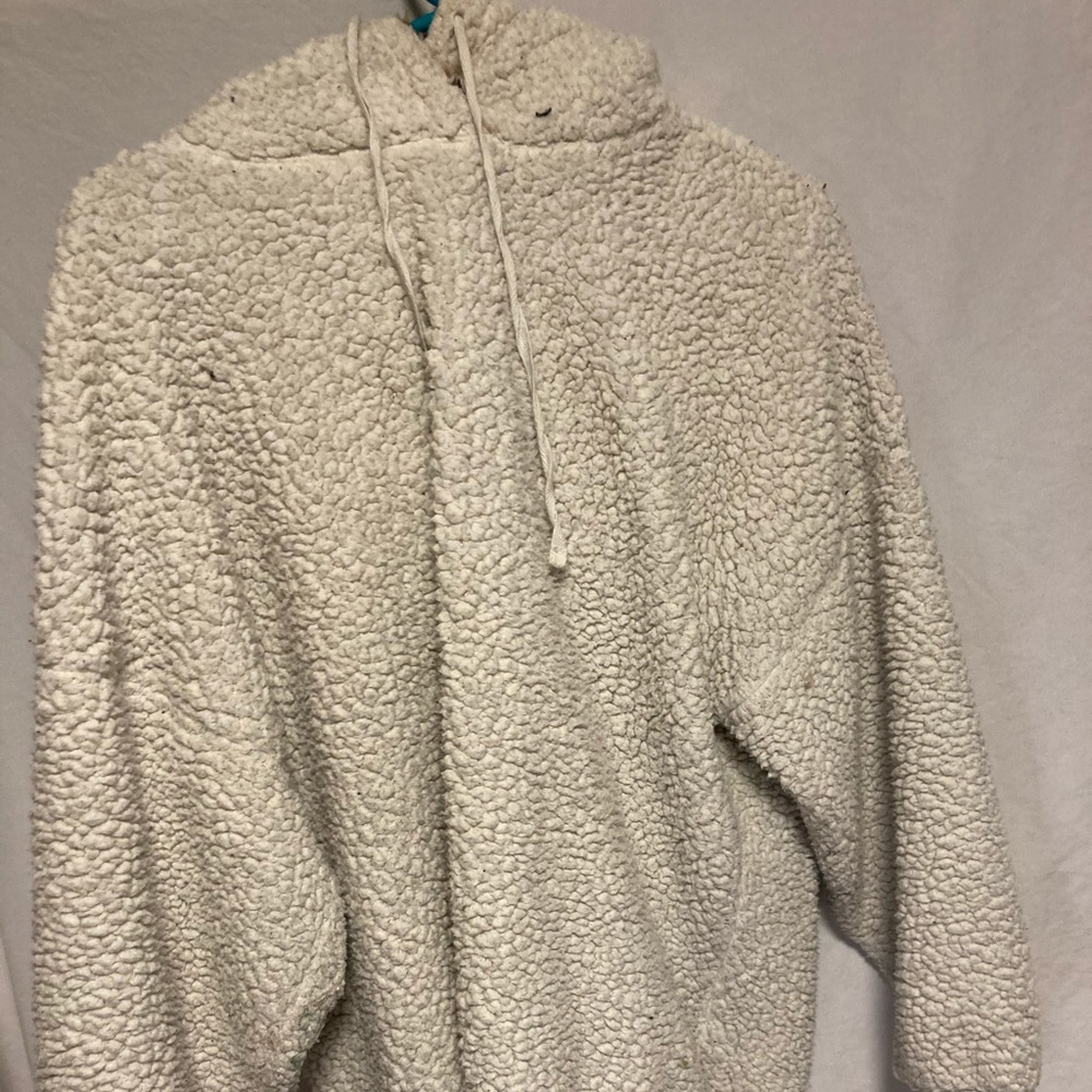 Fluffy, warm, white hoodie!